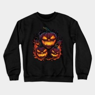 Flaming Jack O Lanterns Graphic Crewneck Sweatshirt